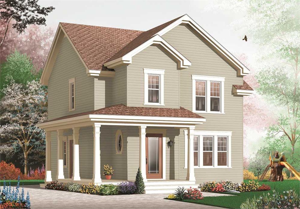 This is a computerized 3D rendering of these Traditional Houseplans.