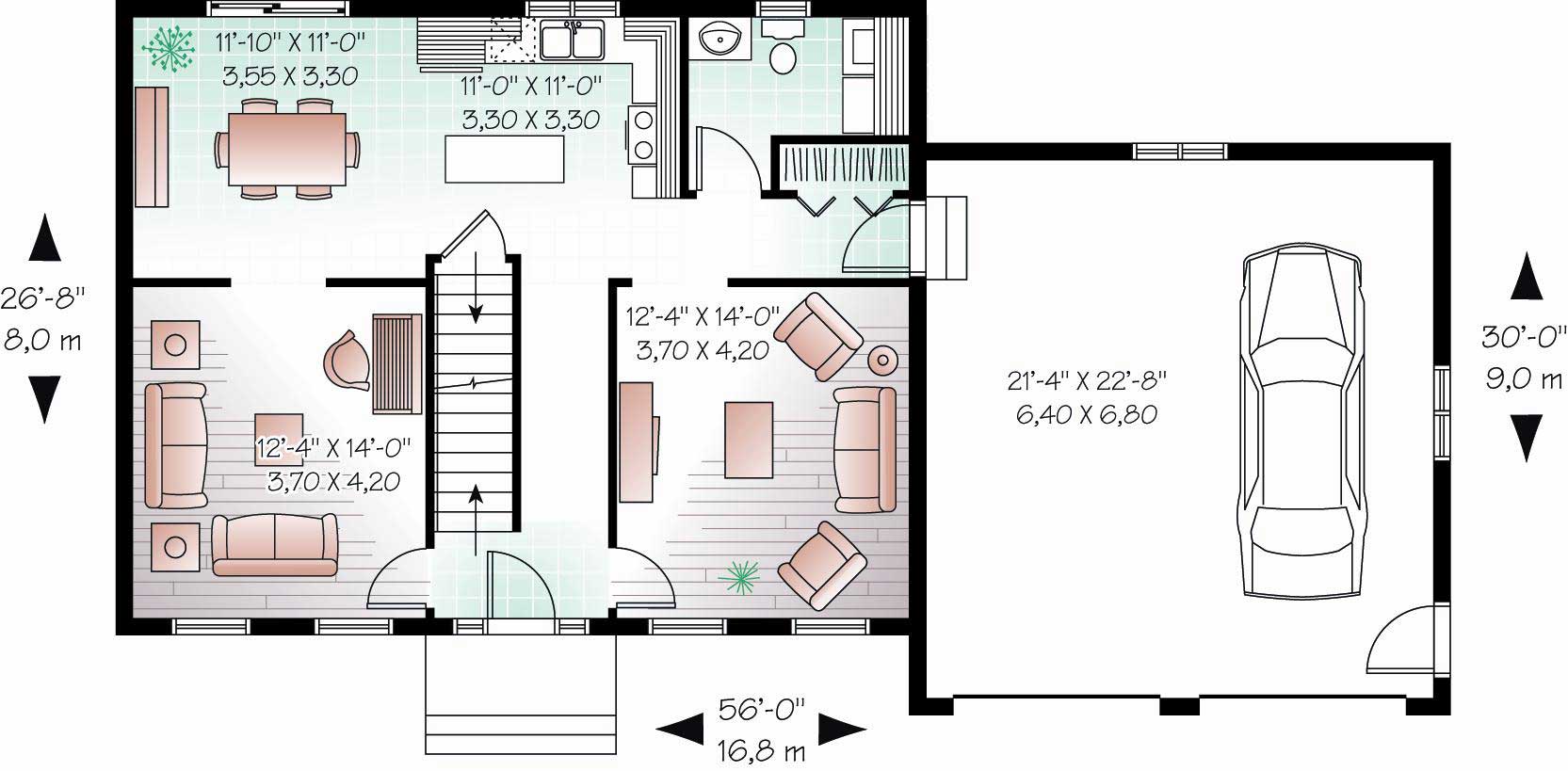 Floor Plan First Story of Country Plan #126-1105