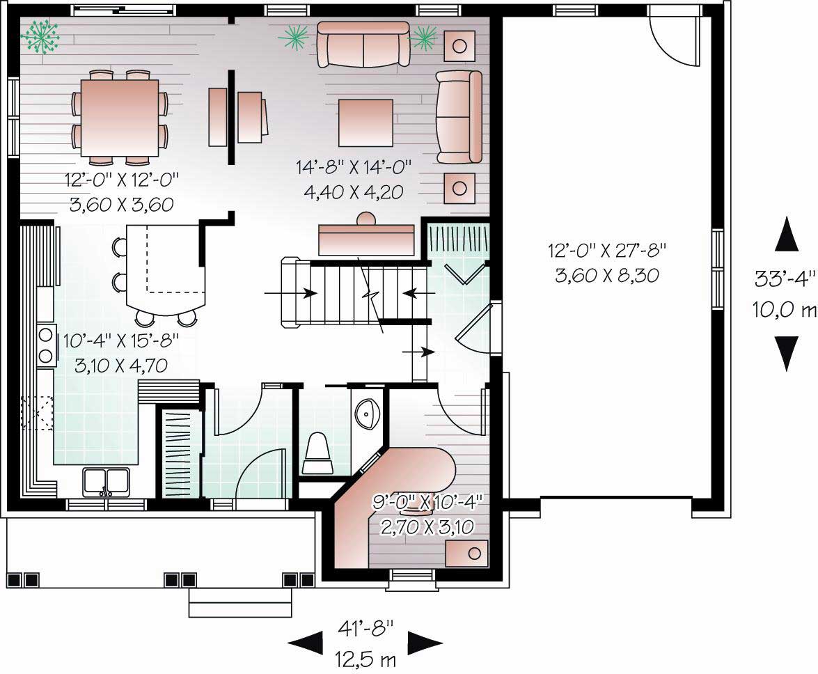 Floor Plan First Story of European Plan #126-1108