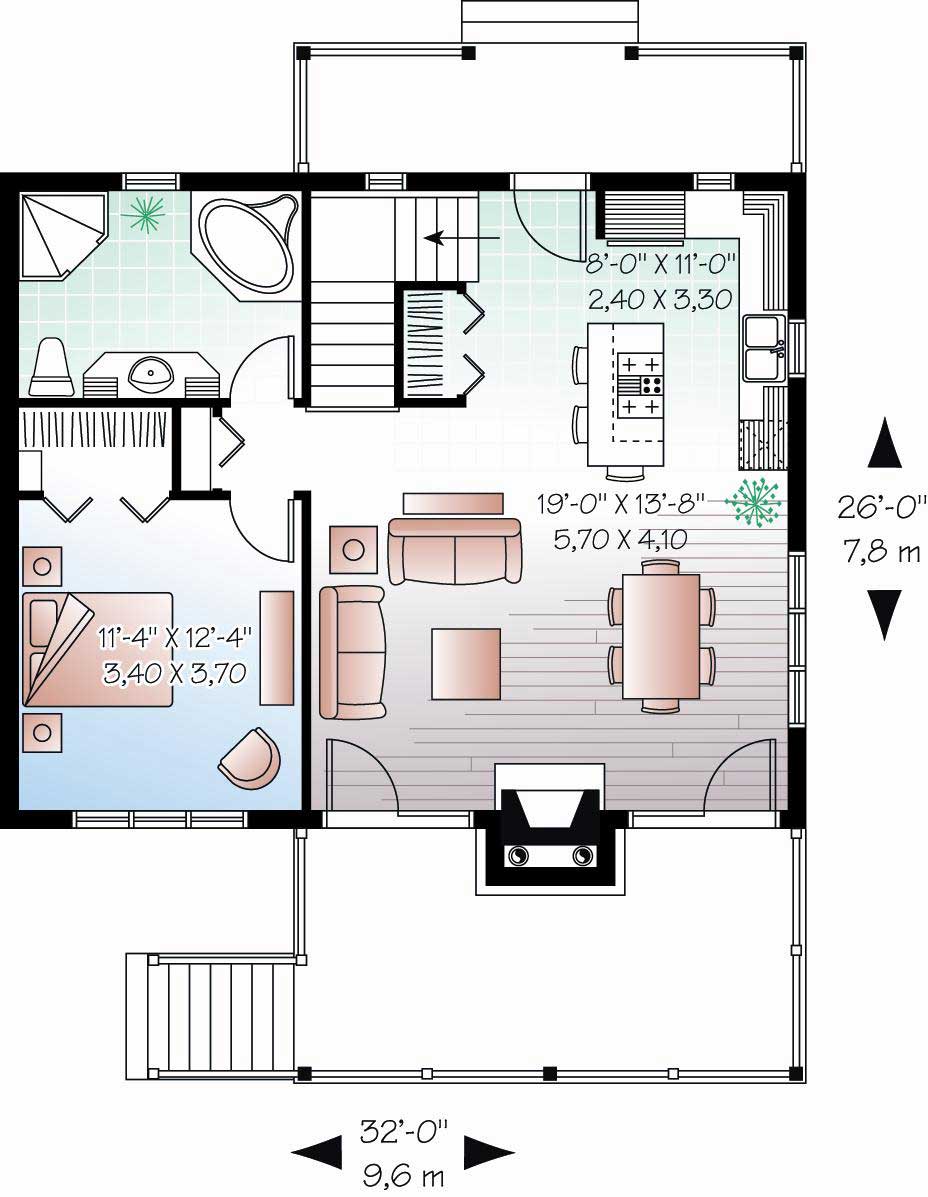 Floor Plan First Story of Country Plan #126-1114