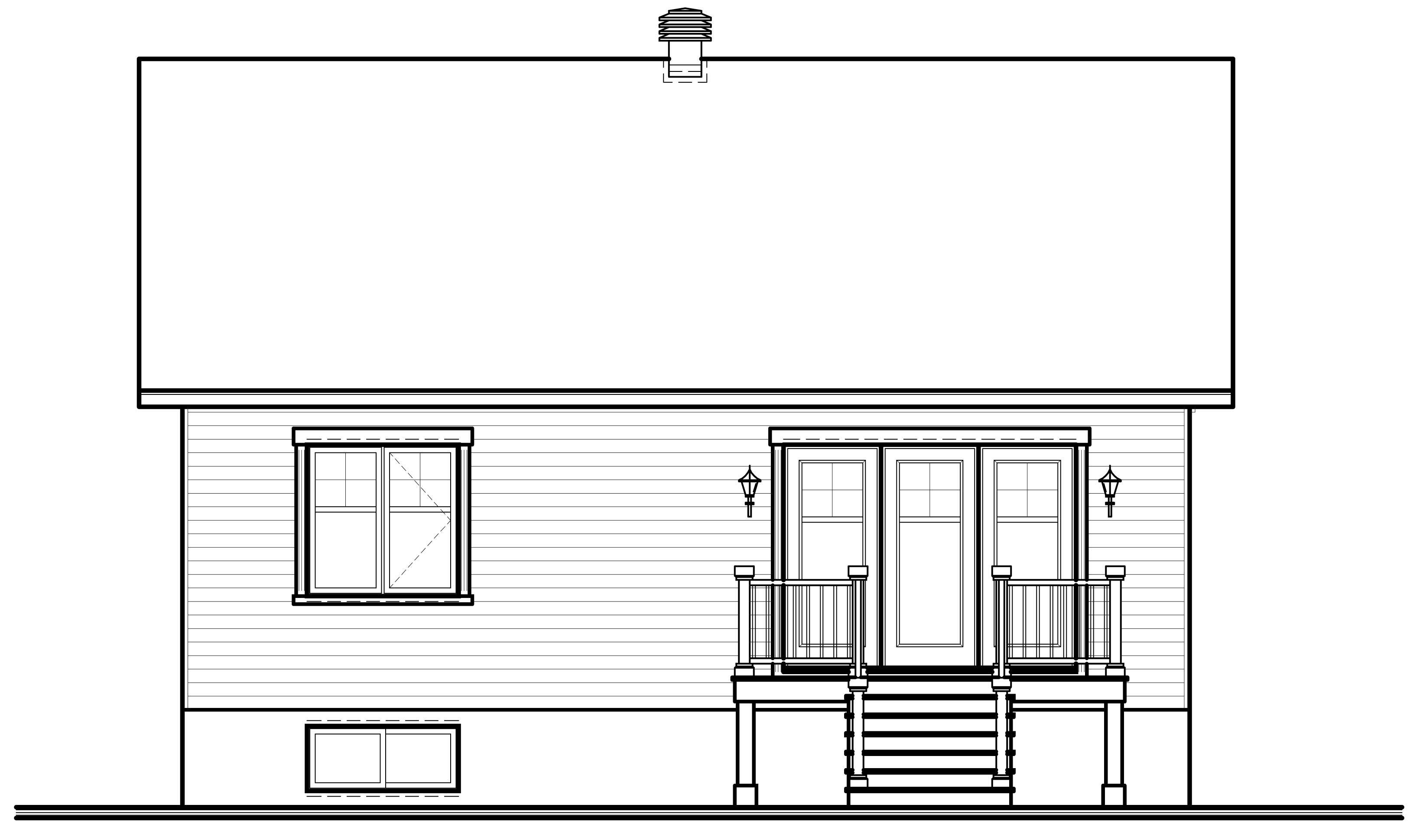 Home Plan Rear Elevation of this 2-Bedroom,911 Sq Ft Plan -126-1121