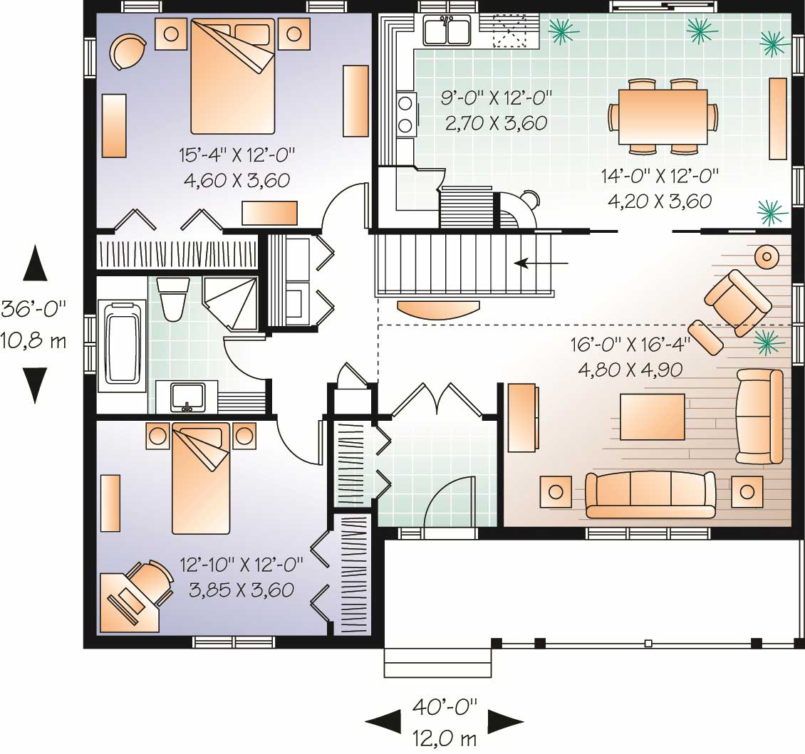 Floor Plan First Story of Country Plan #126-1123