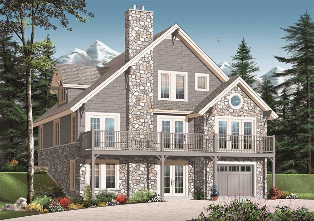This is the front elevation for these Craftsman Home Plans.