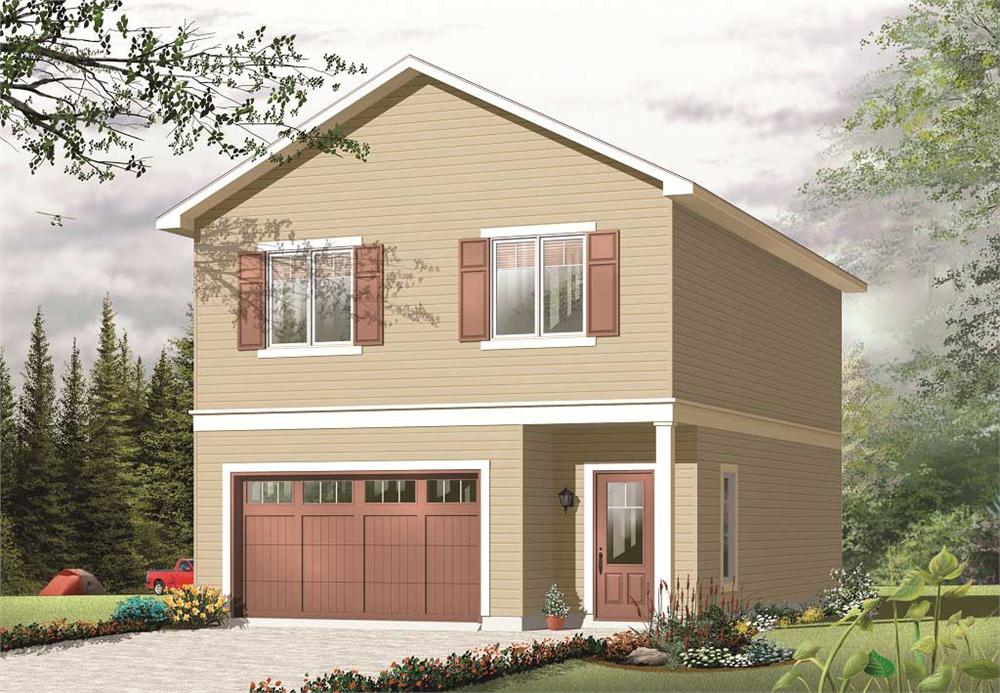 Front elevation of Garage w/Apartments home (ThePlanCollection: House Plan #126-1130)