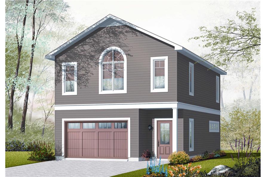 This is the front elevation for these Garage Plans.