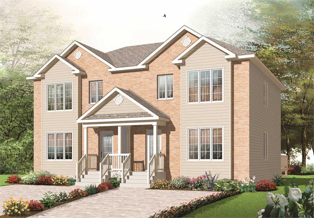 This is an artist's rendering of these Duplex House Plans.