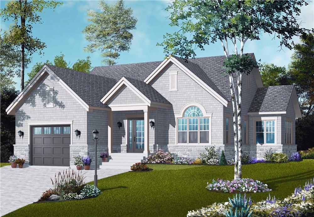 This image shows the front elevation of these Small House Plans.