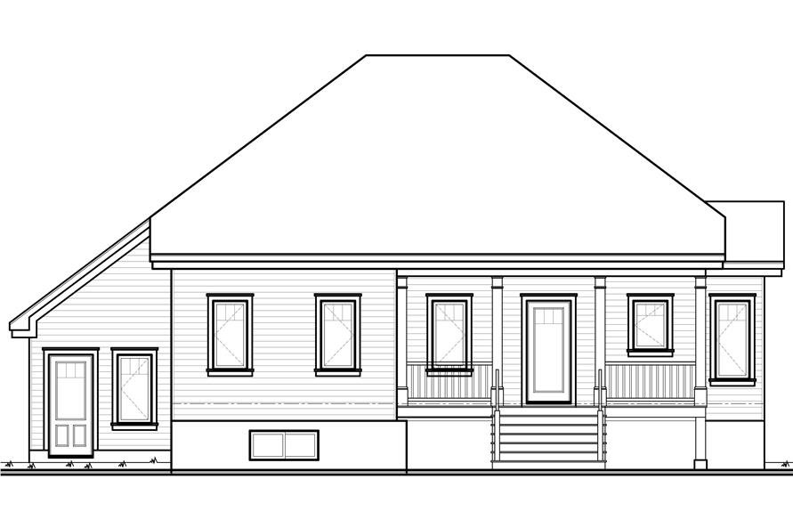 Home Plan Rear Elevation of this 2-Bedroom,1350 Sq Ft Plan -126-1148