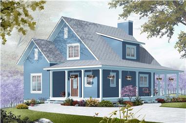 3-Bedroom, 1370 Sq Ft Country House Plan - 126-1154 - Front Exterior