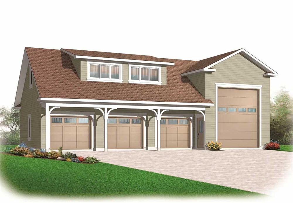This is the front elevation for these Garage Plans.