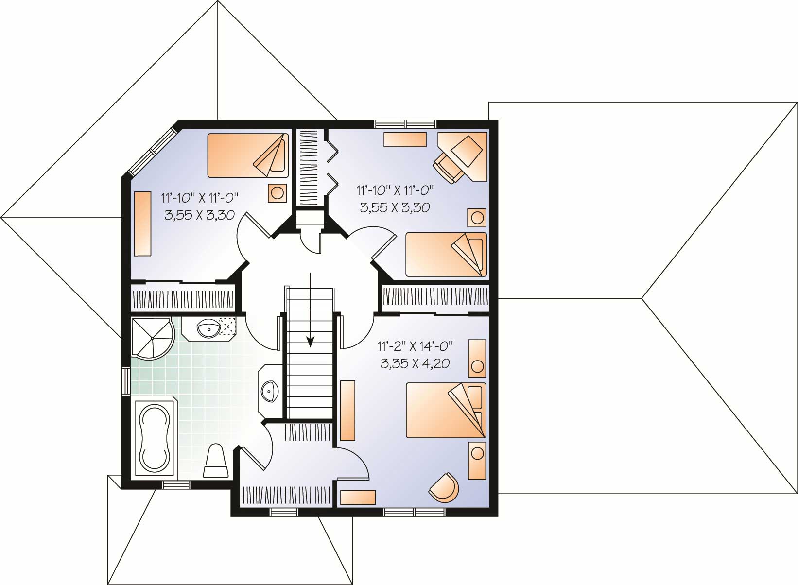 Floor Plan Second Story of Small House Plans #126-1172