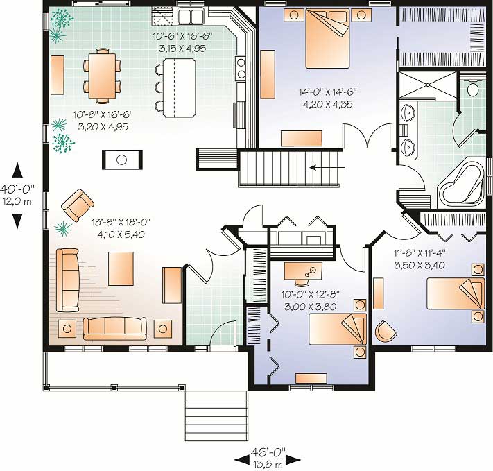 Floor Plan First Story of Country Plan #126-1177