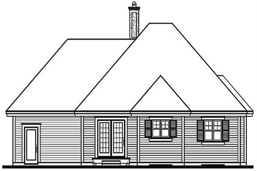 Home Plan Rear Elevation of this 2-Bedroom,1191 Sq Ft Plan -126-1200