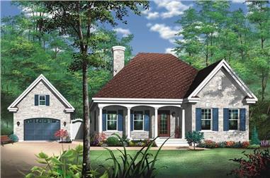 2-Bedroom, 1072 Sq Ft Bungalow House Plan - 126-1213 - Front Exterior