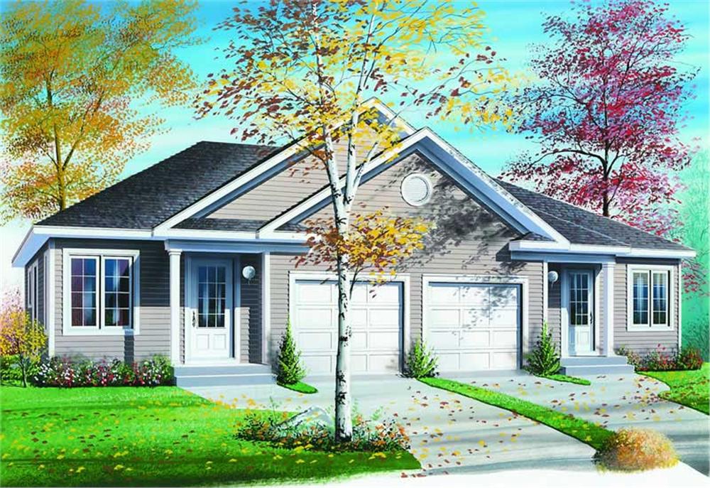Front elevation of Multi-Unit home (ThePlanCollection: House Plan #126-1214)