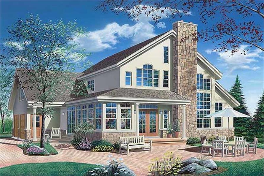 Home Plan Rear Elevation of this 3-Bedroom,2300 Sq Ft Plan -126-1241