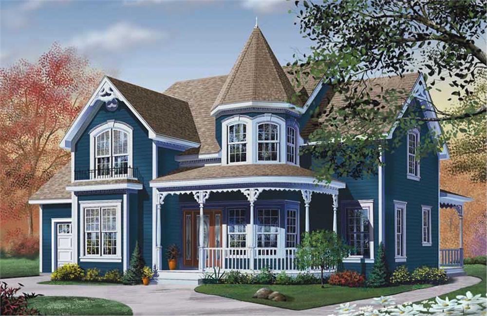 Front elevation of Victorian home plan (ThePlanCollection: House Plan #126-1248)