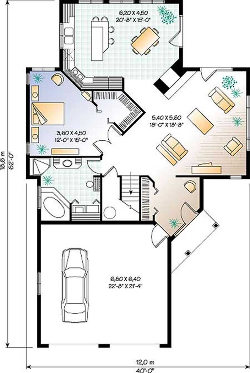 Floor Plan First Story of Ranch Plan #126-1256