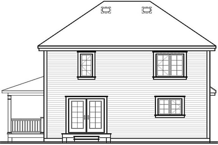 Home Plan Rear Elevation of this 3-Bedroom,1530 Sq Ft Plan -126-1276