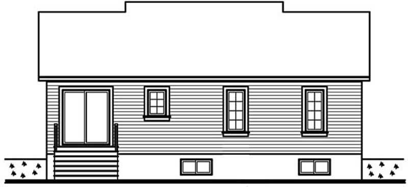 Home Plan Rear Elevation of this 3-Bedroom,1053 Sq Ft Plan -126-1292