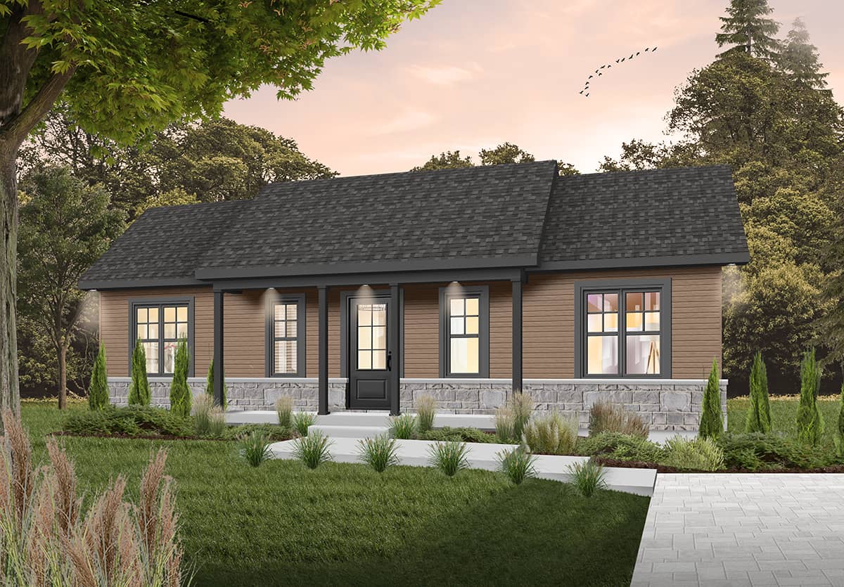 Front View of this 3-Bedroom, 1053 Sq Ft Plan - 126-1292