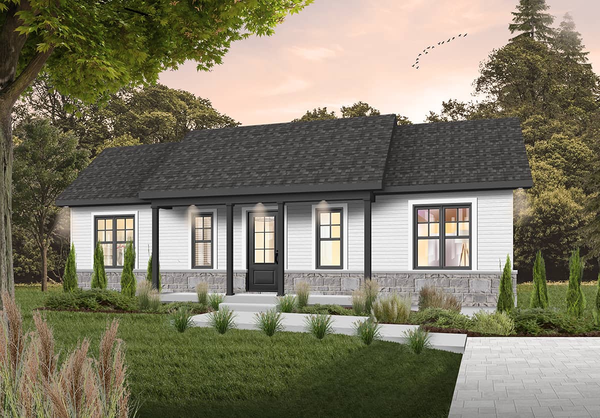 Front View of this 3-Bedroom, 1053 Sq Ft Plan - 126-1292