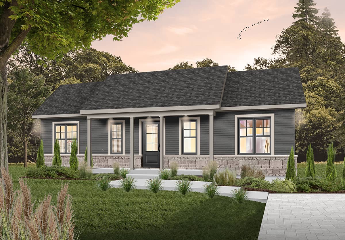 Front View of this 3-Bedroom, 1053 Sq Ft Plan - 126-1292