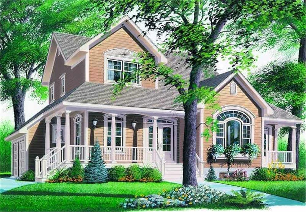 Front elevation of Country home (ThePlanCollection: House Plan #126-1297)