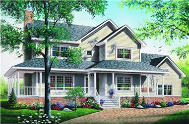 3-Bedroom, 2119 Sq Ft Country House Plan - 126-1312 - Front Exterior
