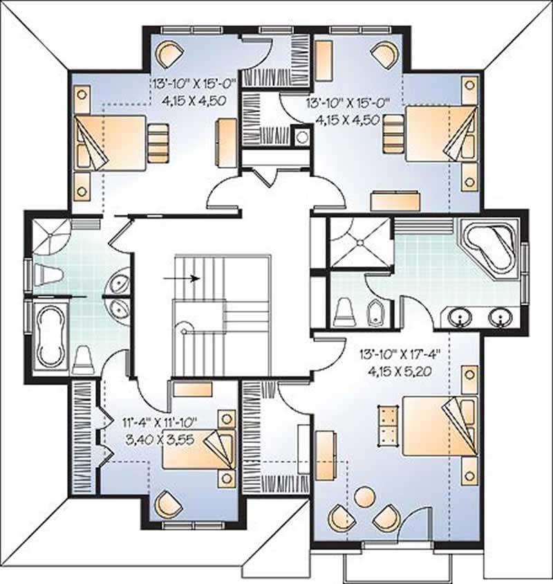 Floor Plan Second Story of Country Plan #126-1317