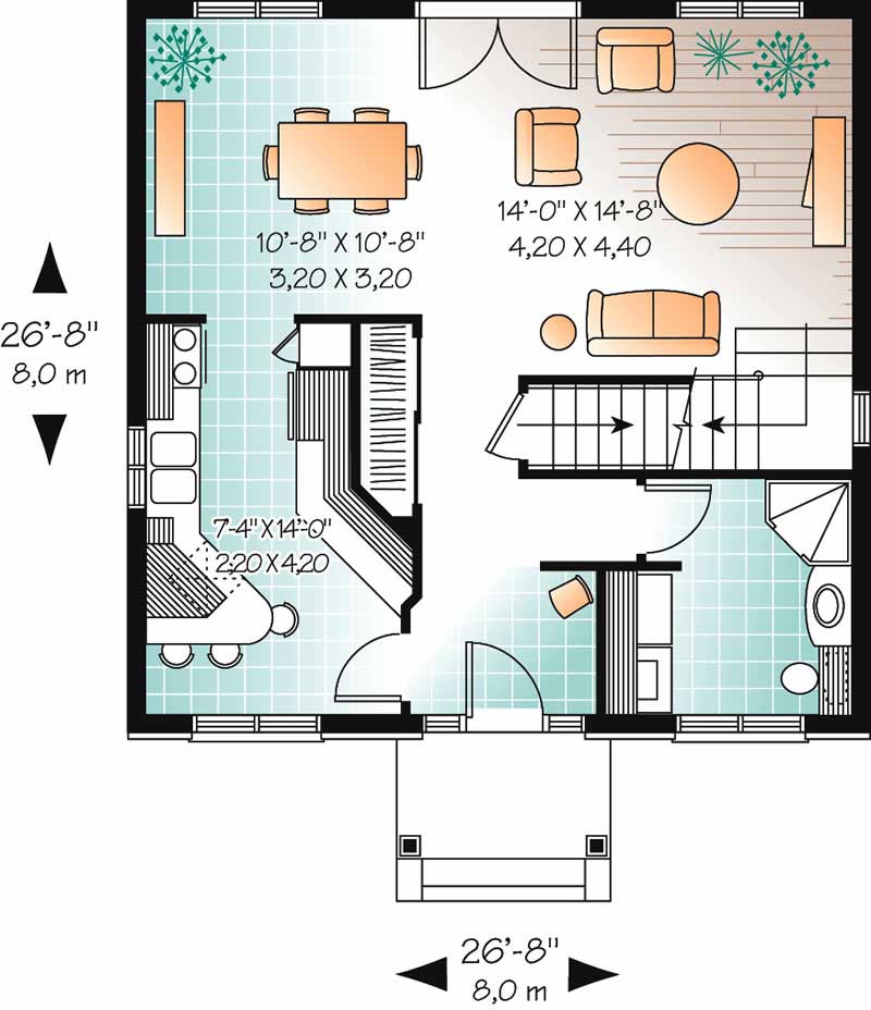 Small Colonial House Plan 3 Bedrms, 1422 Sq Ft 1261341