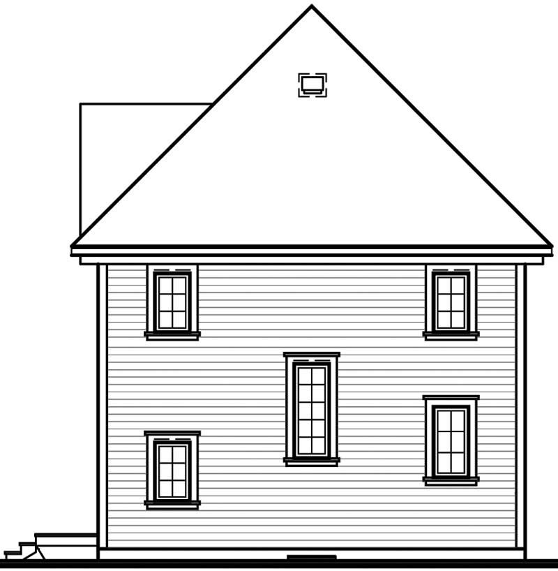 Home Plan Rear Elevation of this 1-Bedroom,1152 Sq Ft Plan -126-1383