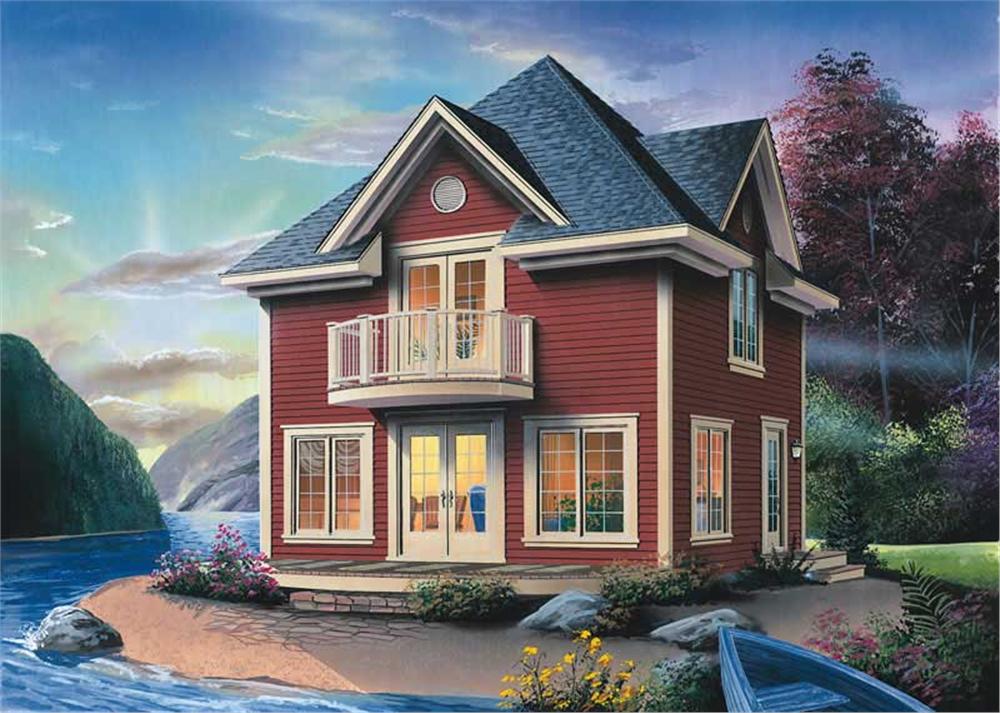Front elevation of Lake home (ThePlanCollection: House Plan #126-1383)