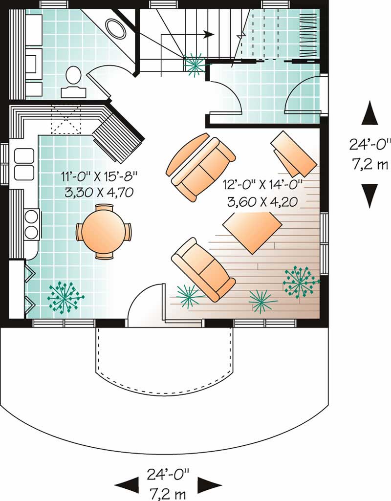 Floor Plan First Story of European Plan #126-1383