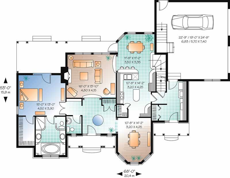 Floor Plan First Story of Victorian Plan #126-1398