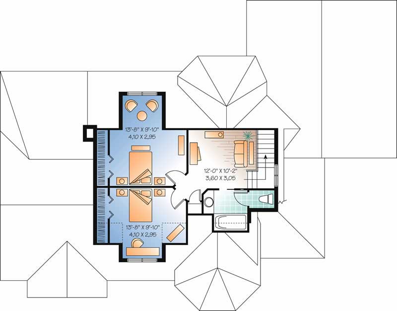 Floor Plan Second Story of Victorian Plan #126-1398