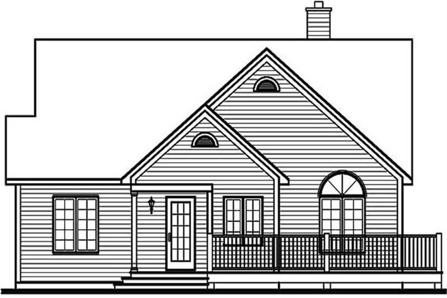Home Plan Rear Elevation of this 2-Bedroom,1114 Sq Ft Plan -126-1405