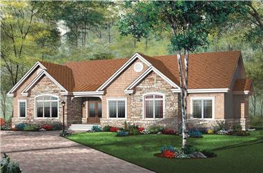 3-Bedroom, 1883 Sq Ft Ranch House Plan - 126-1406 - Front Exterior