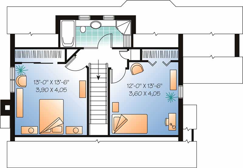 Floor Plan Second Story of Country Plan #126-1431