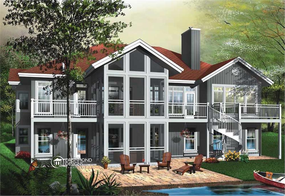 Front elevation of Lake home (ThePlanCollection: House Plan #126-1451)