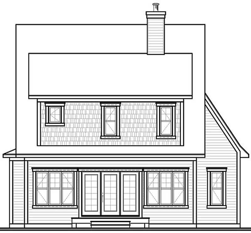 Home Plan Rear Elevation of this 3-Bedroom,2012 Sq Ft Plan -126-1452
