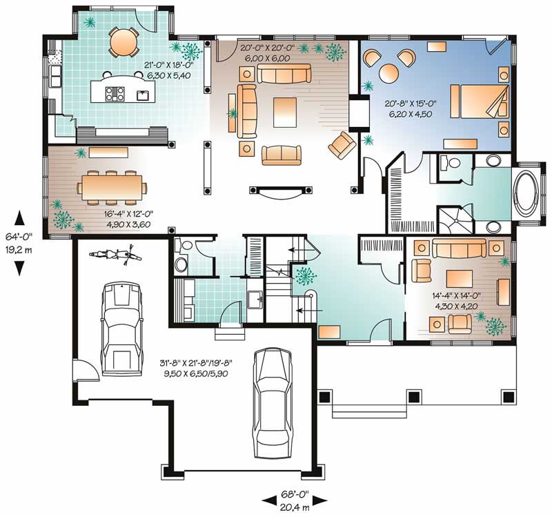 Floor Plan First Story of Contemporary Plan #126-1455