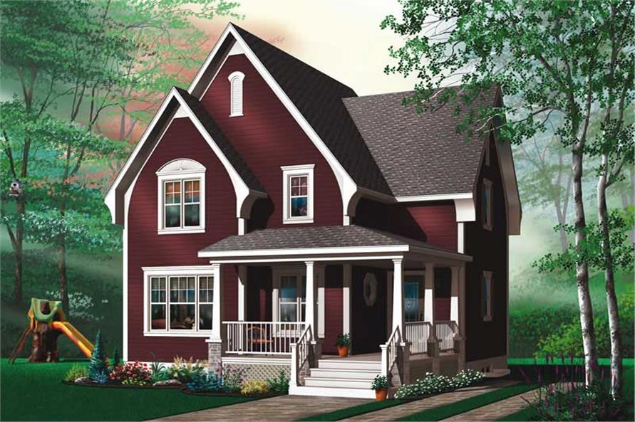 3-Bedroom, 1320 Sq Ft Country Home Plan - 126-1458 - Main Exterior