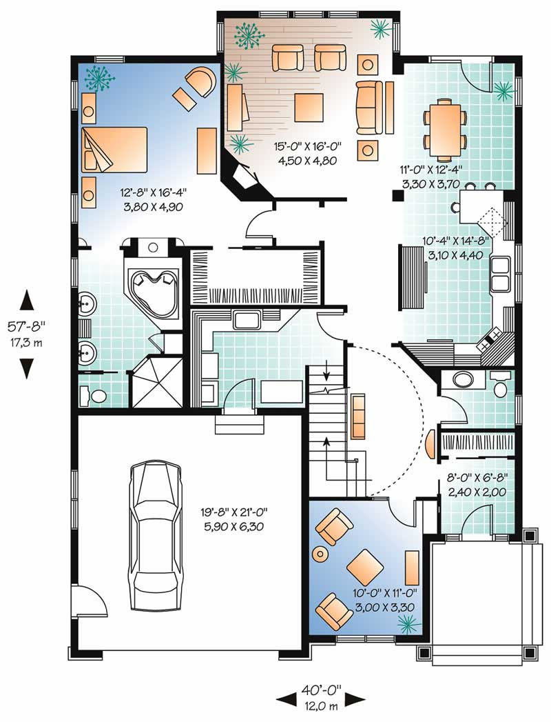 Floor Plan First Story of Contemporary Plan #126-1461