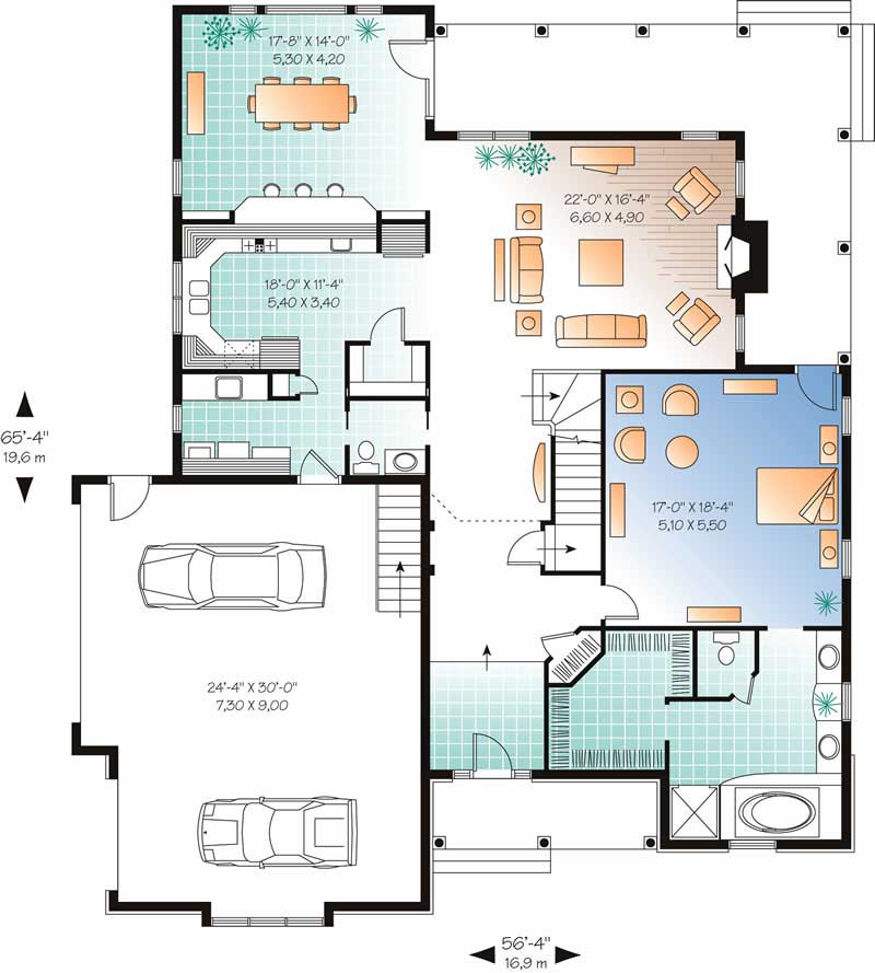 Floor Plan First Story of Contemporary Plan #126-1474