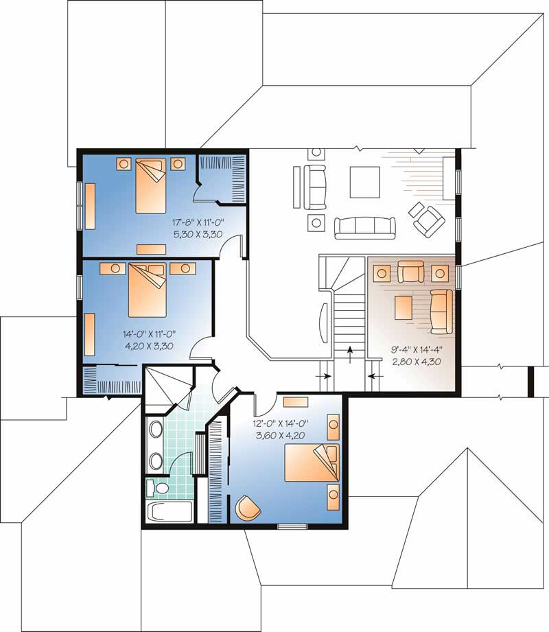 Floor Plan Second Story of Contemporary Plan #126-1474