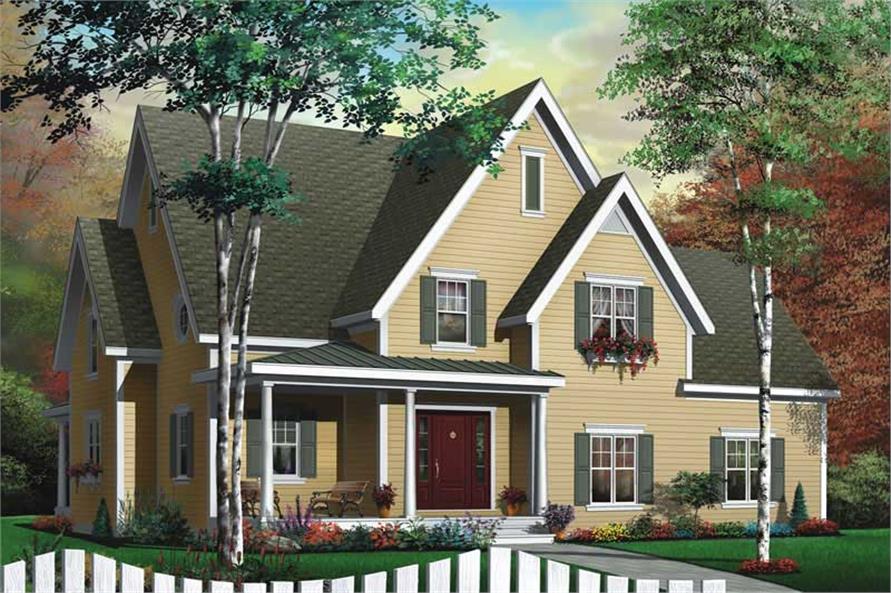 3-Bedroom, 2028 Sq Ft Country House Plan - 126-1476 - Front Exterior