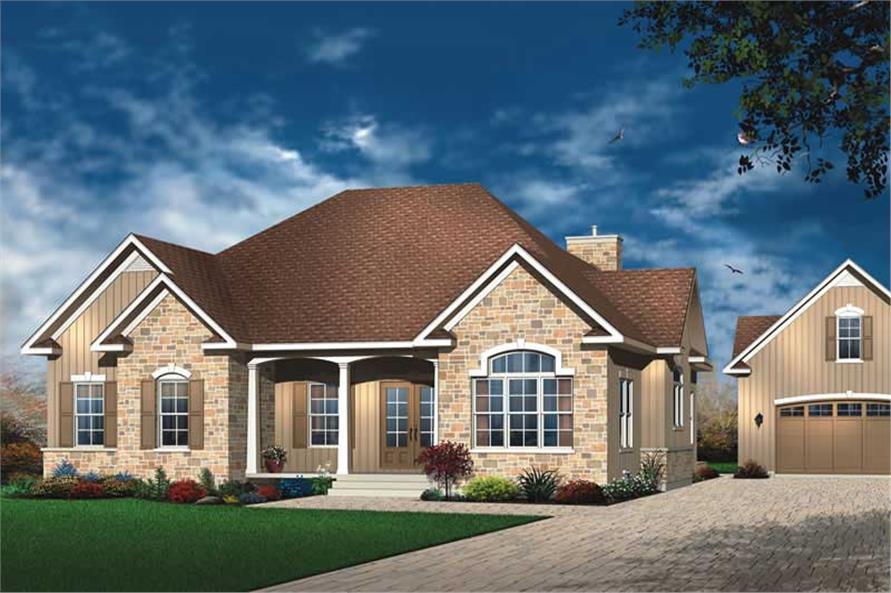 Front elevation of Ranch home (ThePlanCollection: House Plan #126-1478)