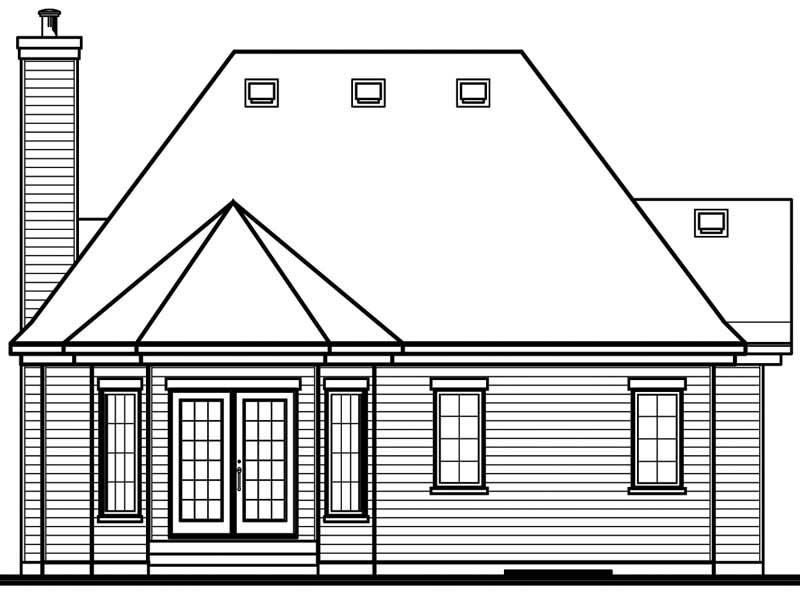 Home Plan Rear Elevation of this 2-Bedroom,1114 Sq Ft Plan -126-1479