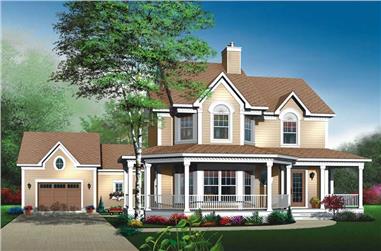 3-Bedroom, 1898 Sq Ft Country House Plan - 126-1486 - Front Exterior